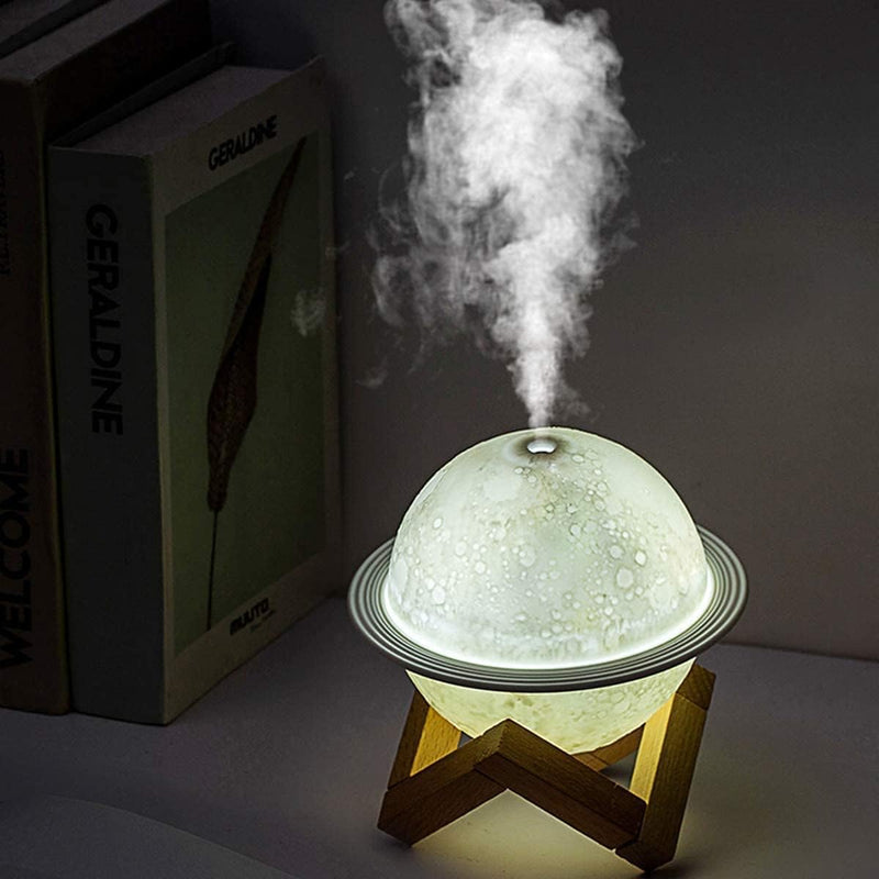 Humidificador Difusor Lámpara Aromas Saturno Planeta Tres Tonos