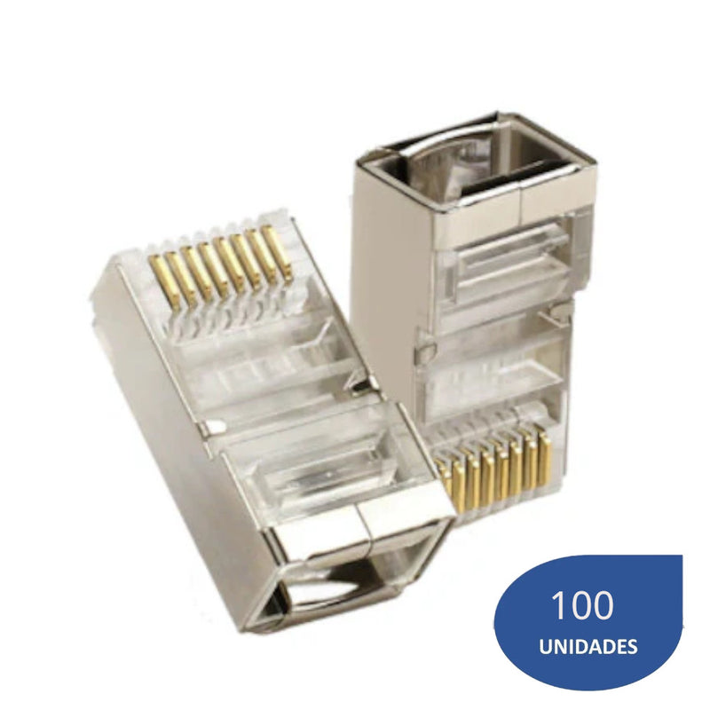 Conector Rj45 STC Cat5e Passthrough Pasante Blindado (100 Unidades)
