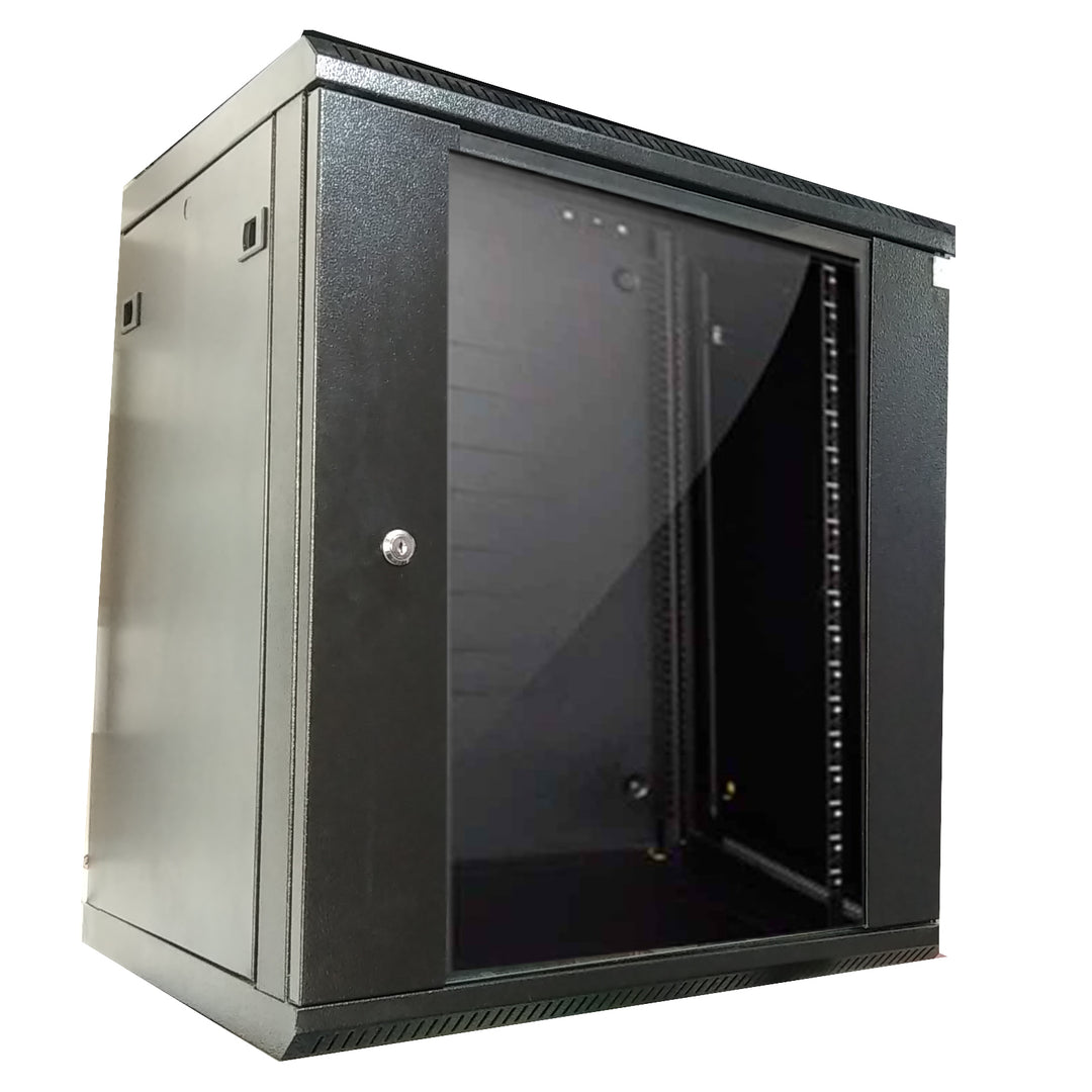 Rack Clásico 12U con Puerta de Vidrio Templado Negra