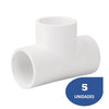 Kit de 5 Tees de Conduit de PVC de 3/4" Lesso - Color Blanco