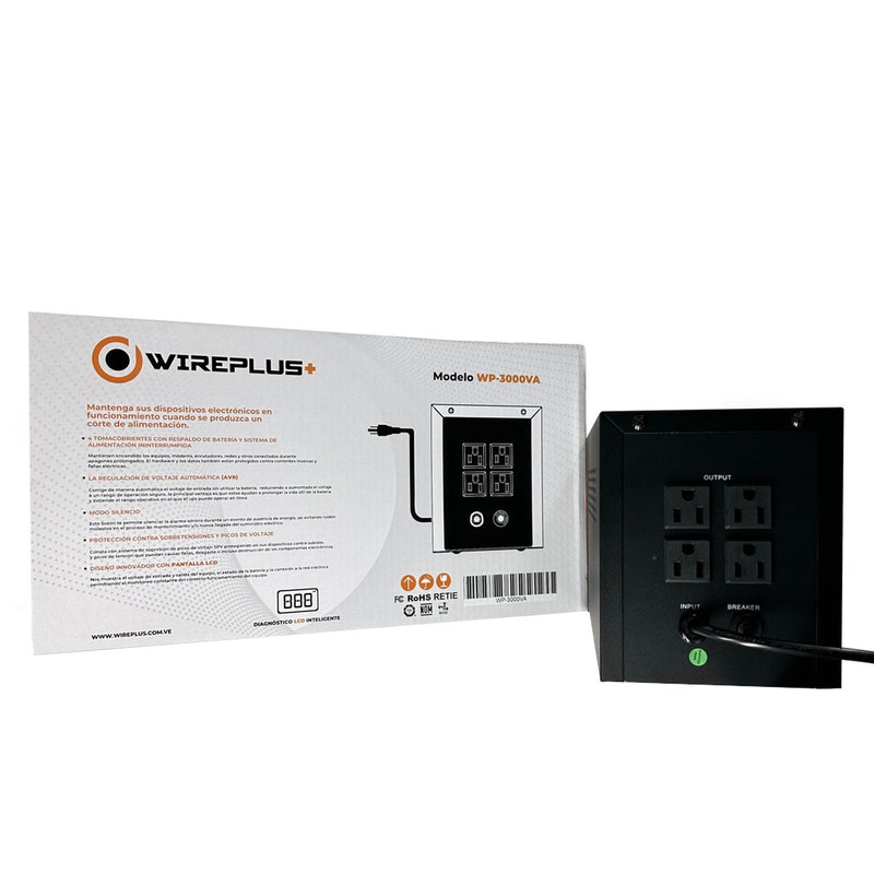 UPS Wireplus con pantalla smart 3000VA/1800W 4 Tomas 120VAC