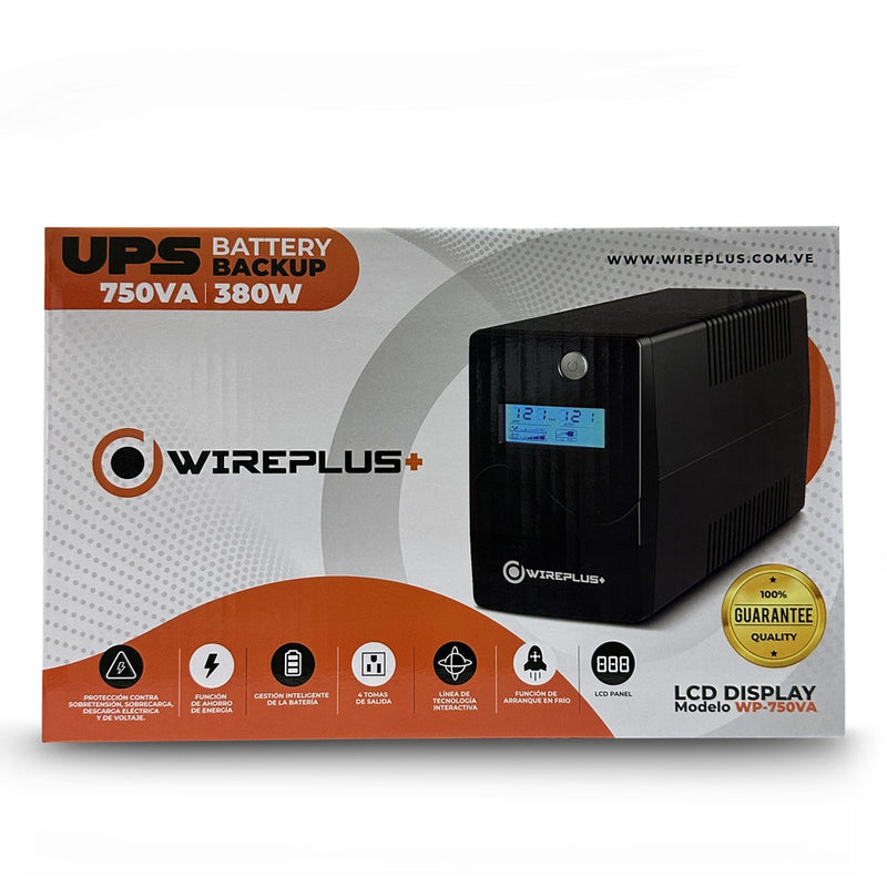 UPS Wireplus con pantalla smart 750VA/380W 4 Tomas 120VAC