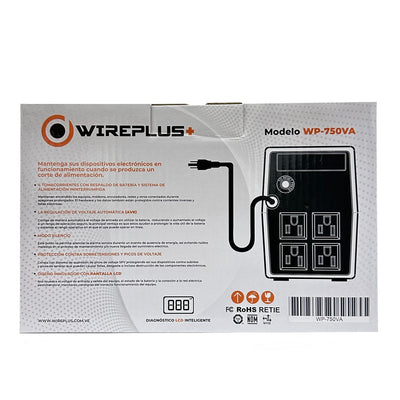 UPS Wireplus con pantalla smart 750VA/380W 4 Tomas 120VAC