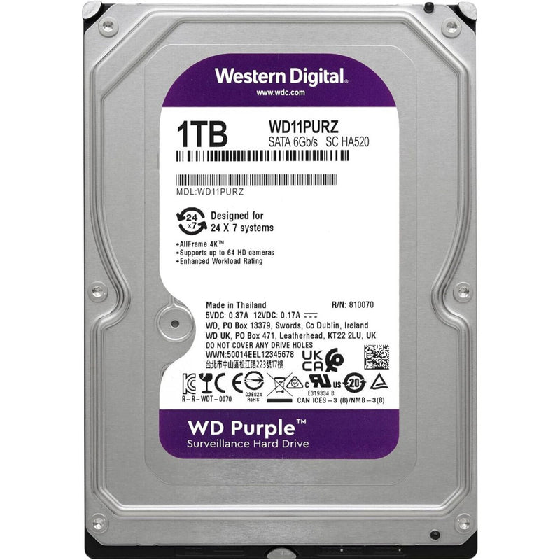 Disco Duro WD Purple de 1TB 3.5" 6GB/s para Videovigilancia