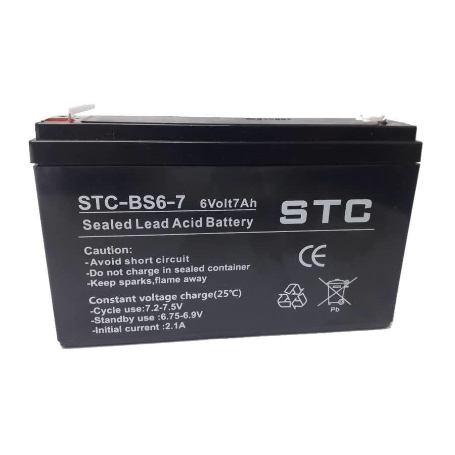 Batería Sellada STC 6V 7Ah para UPS, Cercos Eléctricos y Alarmas CCTV