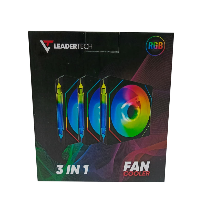 Kit Fan Cooler Rgb Leadertech 3 En 1 Controlador 12cm