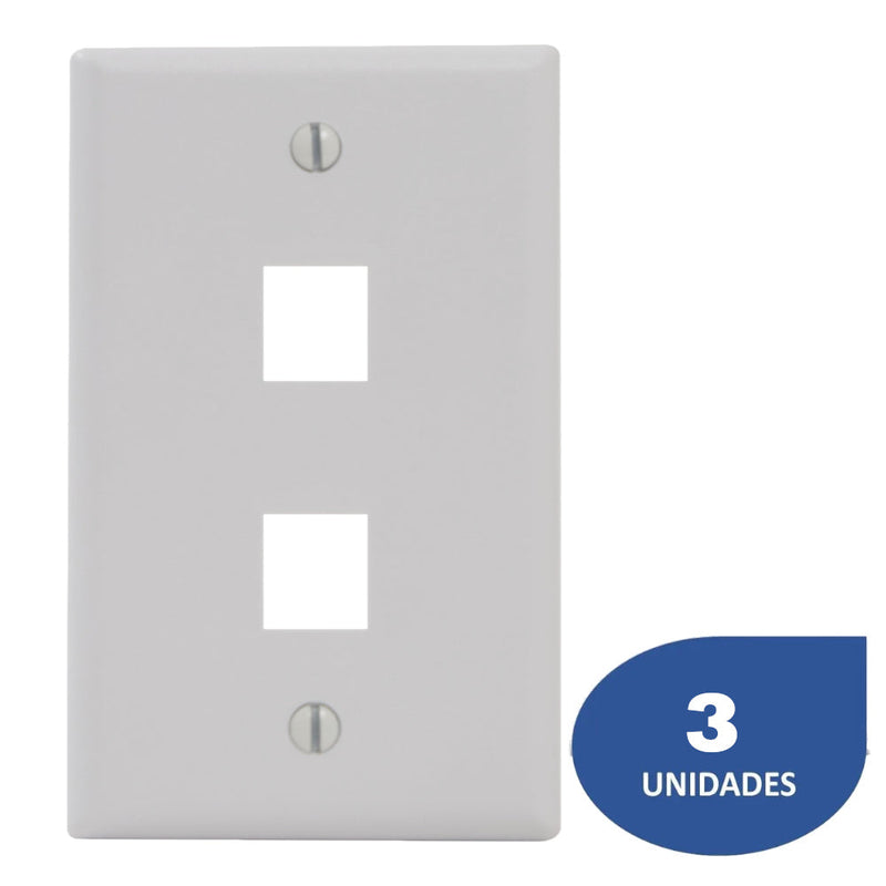 Tapa Placa Frontal 2 Puertos Explora Color Blanco Kit de 3