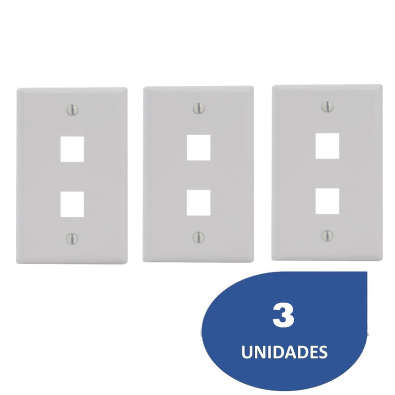 Tapa Placa Frontal 2 Puertos Explora Color Blanco Kit de 3