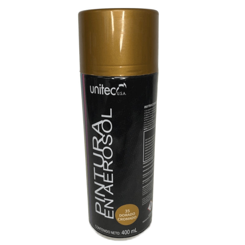 Pintura En Spray - Aerosol UNITEC 400G Dorado Cromado 