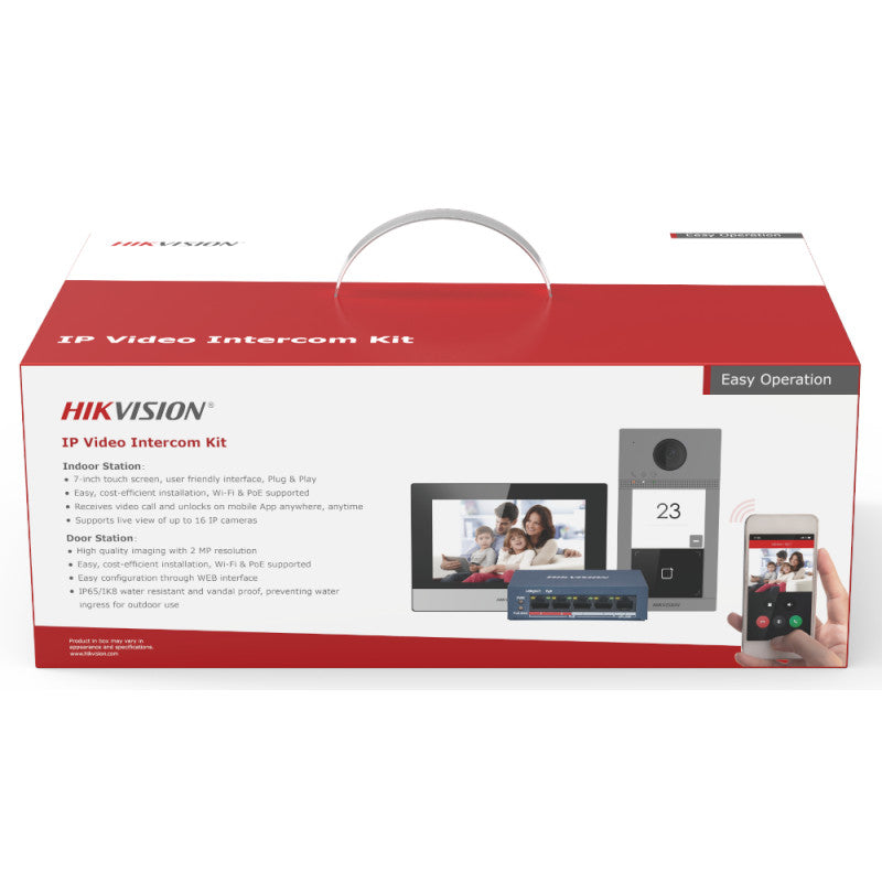 Kit De Video Portero HIKVISION IP 2Mp Con Switch 5 Puertos POE Micro SD 16GB IP65