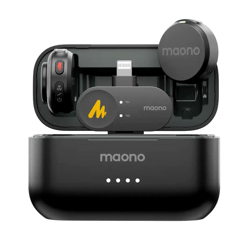 Kit De Microfono Profesional WAVE T5 MAONO WM650 PC2 Lavalier Inalambrico USB-C 2TX 1RX Androide Con Estuche