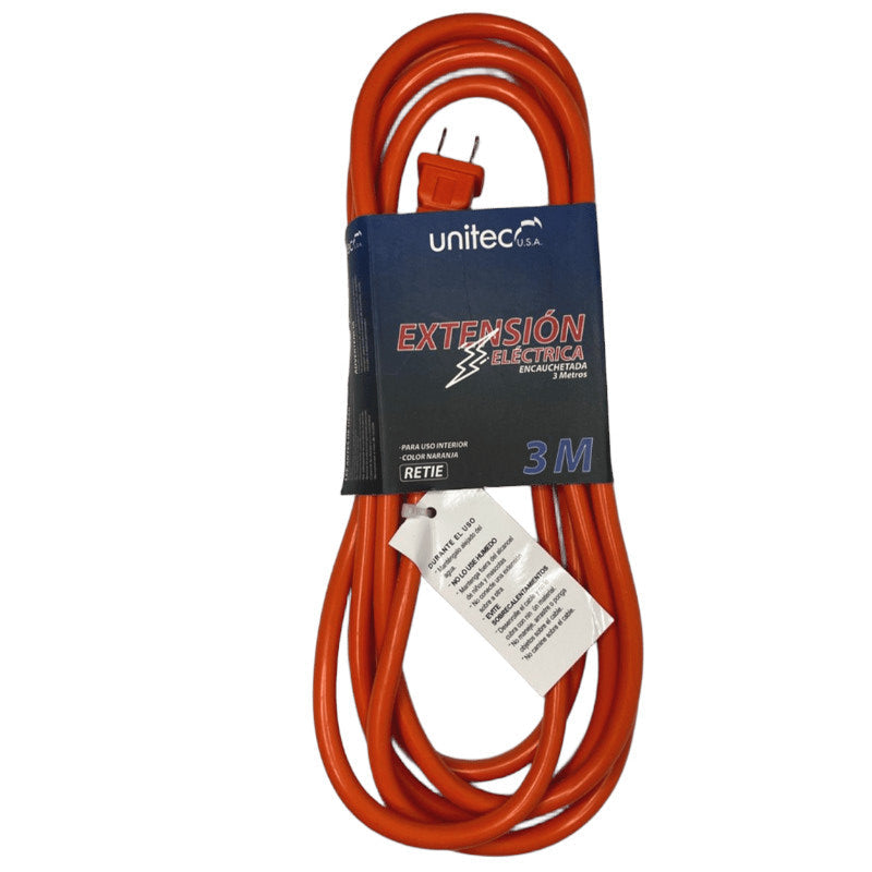 Extensión UNITEC 14 AWG 3 Metros Color Naranja