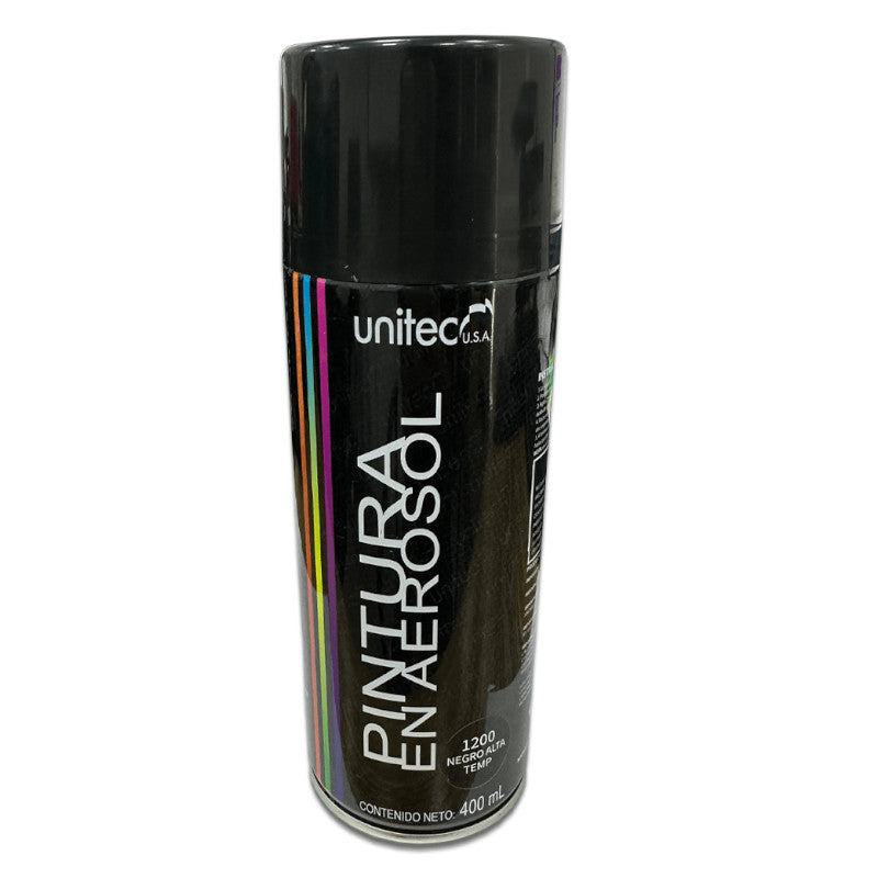 Pintura En Spray - Aerosol UNITEC 400G Color Negro Alta Temperatura 
