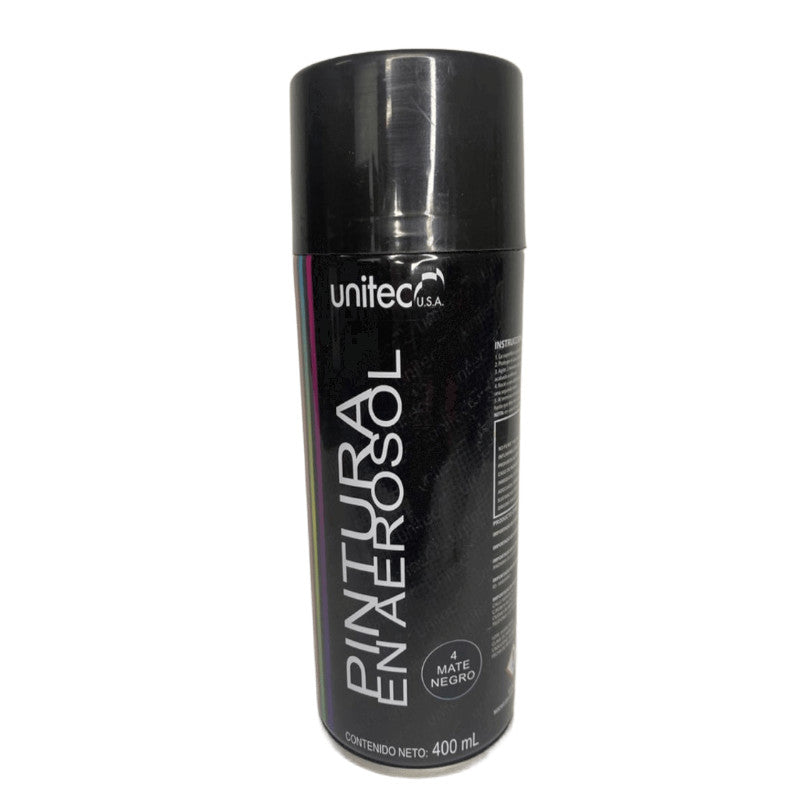 Pintura  En Spray - Aerosol UNITEC 400G Color Negro Mate 