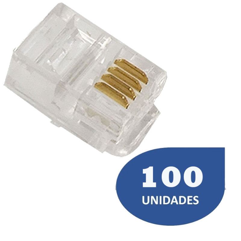 Pack de 100 Conectores RJ9 de Alta Calidad WIREPLUS