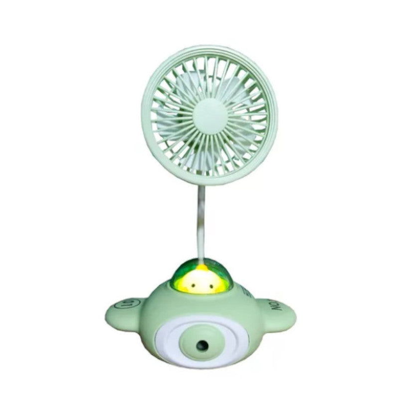 Mini Ventilador Nave Espacial Recargable Usb Luz
