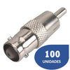 Pack de 100 Conectores BNC Hembras a RCA Machos - Ideal para CCTV y Proyectos de Audio y Video