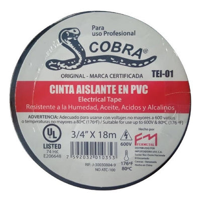 Teipe Negro Cobra 20Yds 18Mts