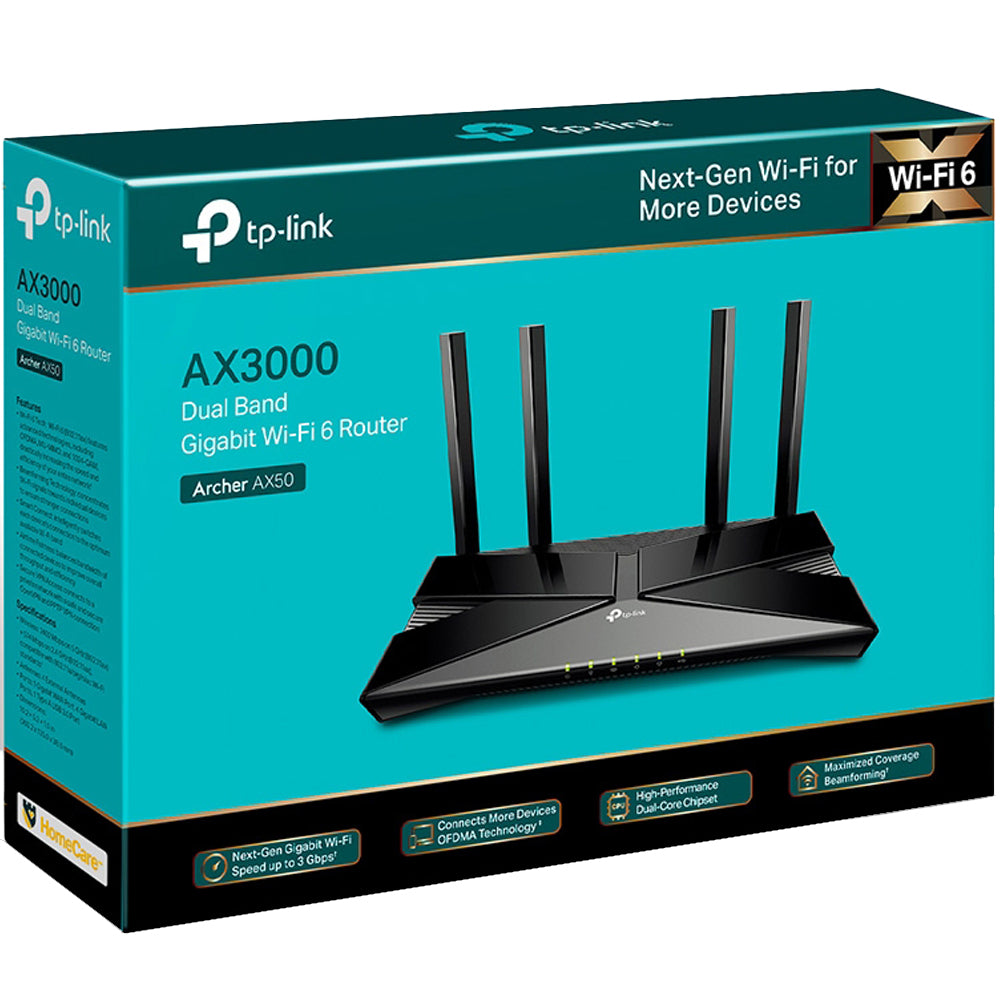 Router TP-Link WiFi 6 AX300 Doble Banda Archer AX50 - Conexión Rápida y Segura