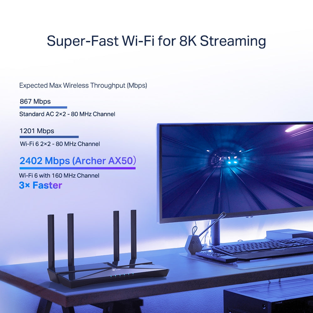 Router TP-Link WiFi 6 AX300 Doble Banda Archer AX50 - Conexión Rápida y Segura