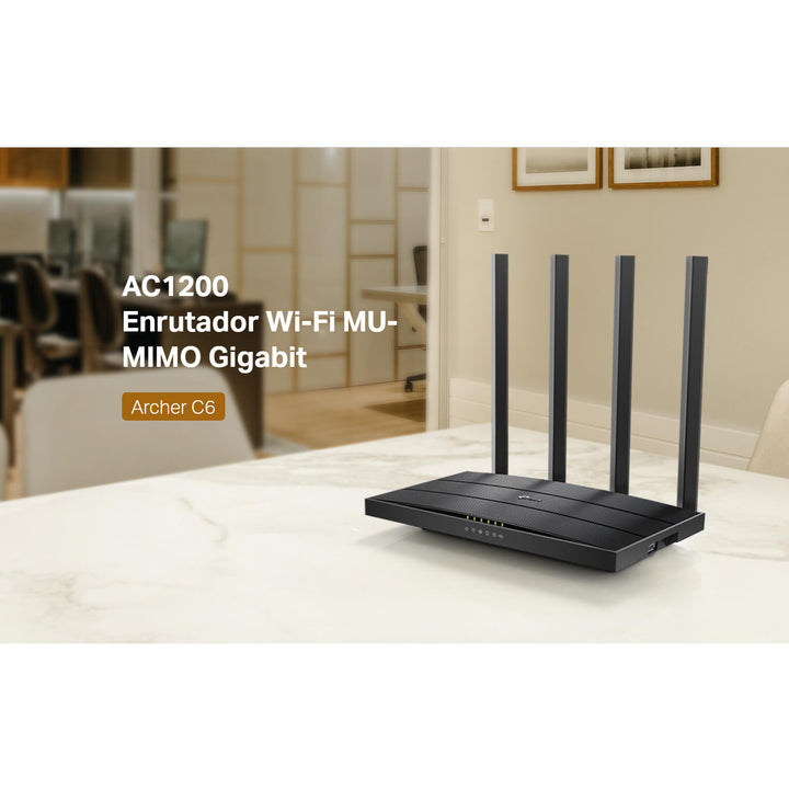 Router TP-Link Archer C6 Wifi Gigabit AC1200 de Doble Banda con Alto Rendimiento