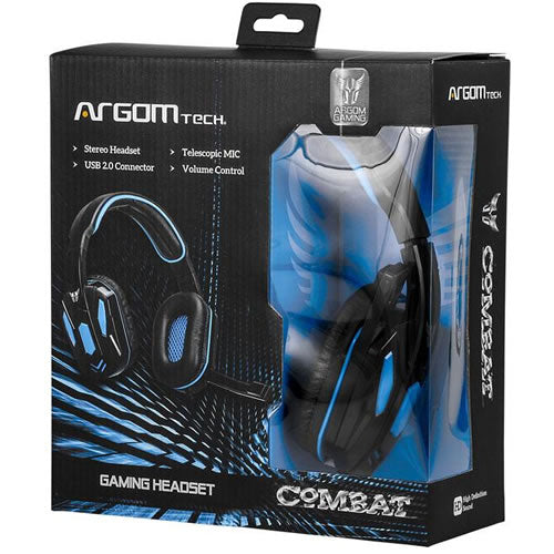 Audífonos Gaming ARGOM Combat HS-2845Bk USB Negro/Azul