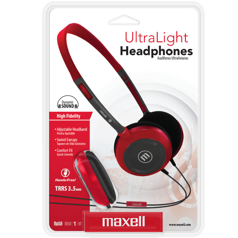 Audifono Maxell Hp-200 Headband con microfono Rojo