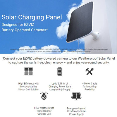 Panel Solar Ezviz Especialmente Diseñado Para La Cámara De Batería Cs-C3A Cs-Cmt-Solar Panel