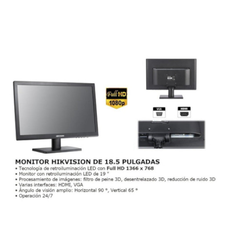 Monitor Hikvision Led Hd 19 Vga/Hdmi Ds-D5019Qe-B