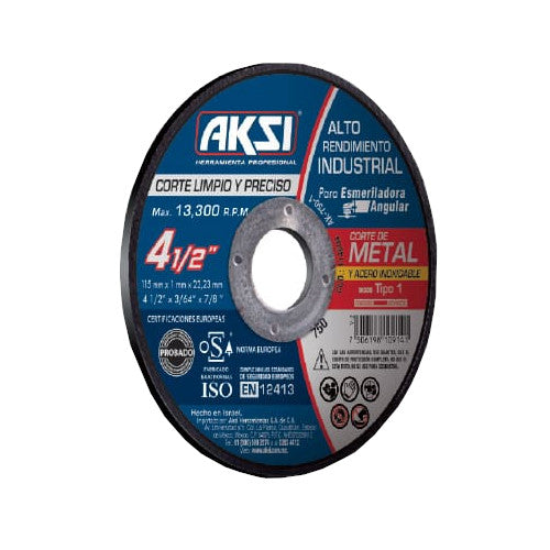 Disco Corte De Metal Y Acero Inox 4 1/2 AKSI-114604