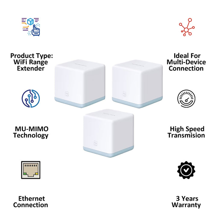 Sistema de Wi-Fi Malla Mercusys Halo S12 (Pack de 3)