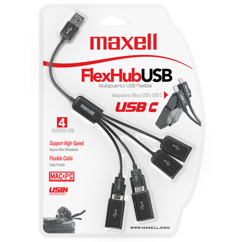 Hub flexible USB con 4 puertos USB-Flex MAXELL