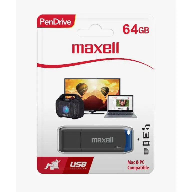 Pendrive Maxell USB PD-64 64GB Azul - Alta Velocidad 3.0