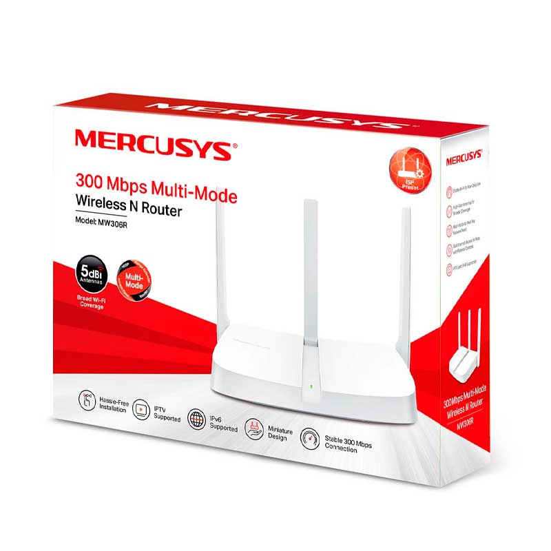 Router Mercusys MW306R 300 Mbps Multimodo con 3 Antenas de Alta Ganancia