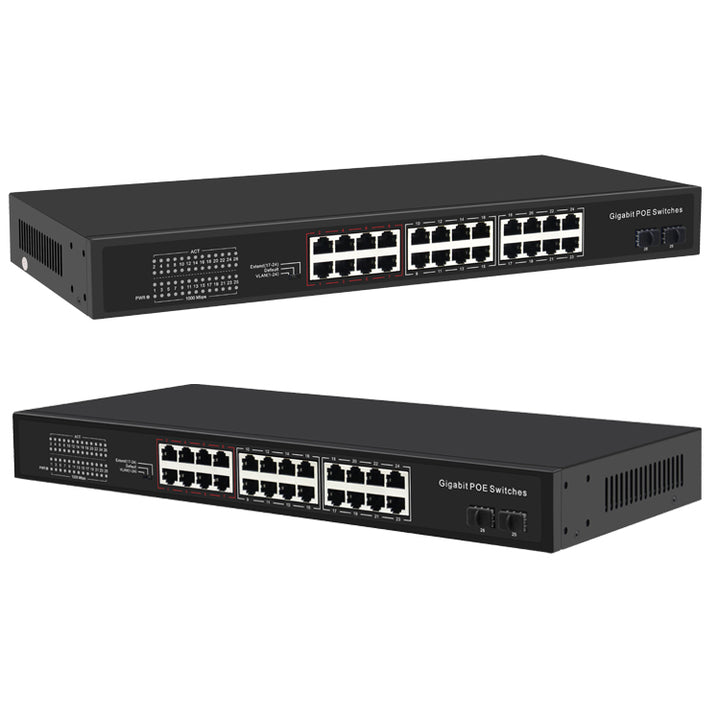 Switch PoE de 24 Puertos 10/100 Mbps para Redes Empresariales