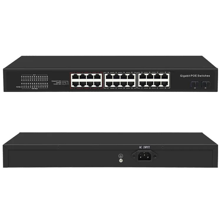 Switch PoE de 24 Puertos 10/100 Mbps para Redes Empresariales