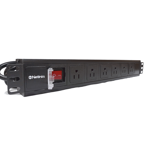 Regleta PDU Rackeable de 6 Tomas 15A 110V para Conexiones Seguras